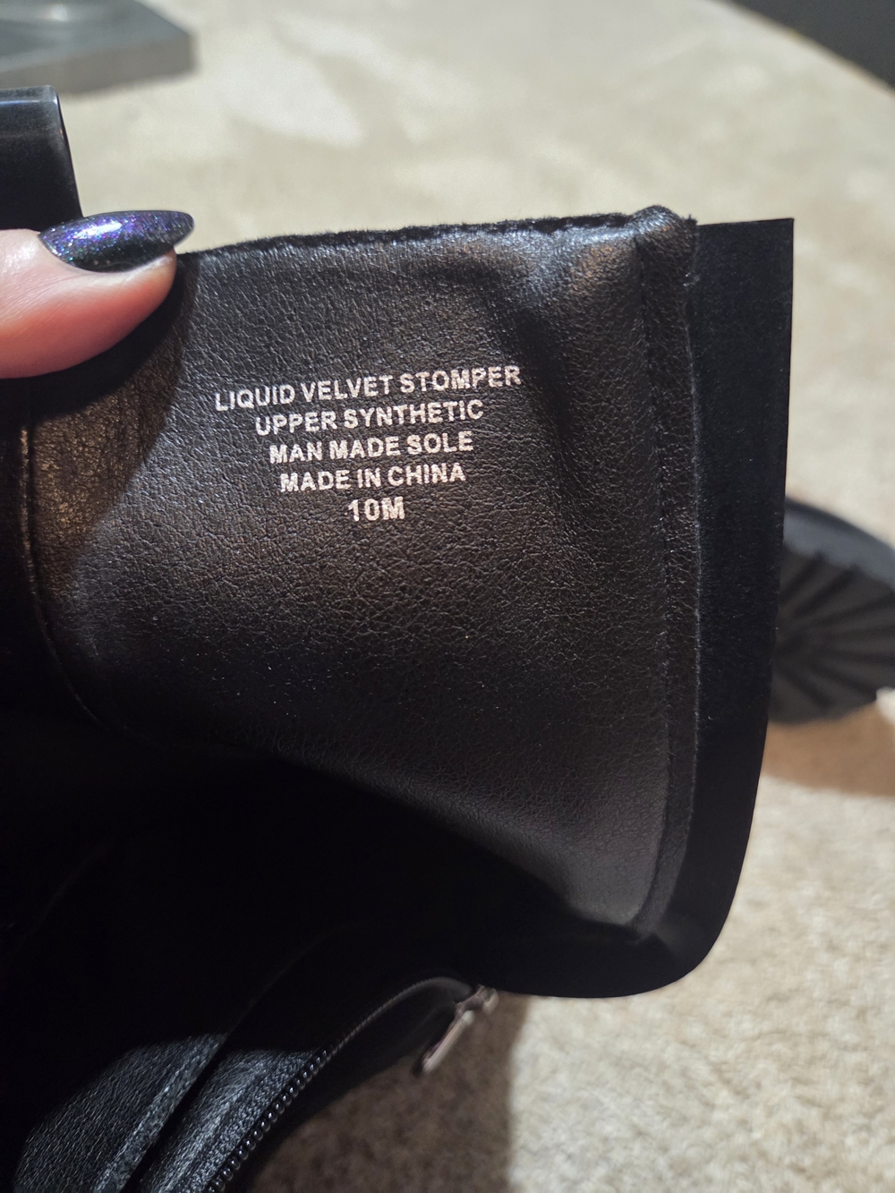 Trent Black Liquid Velvet Boots - Picture 10 of 10